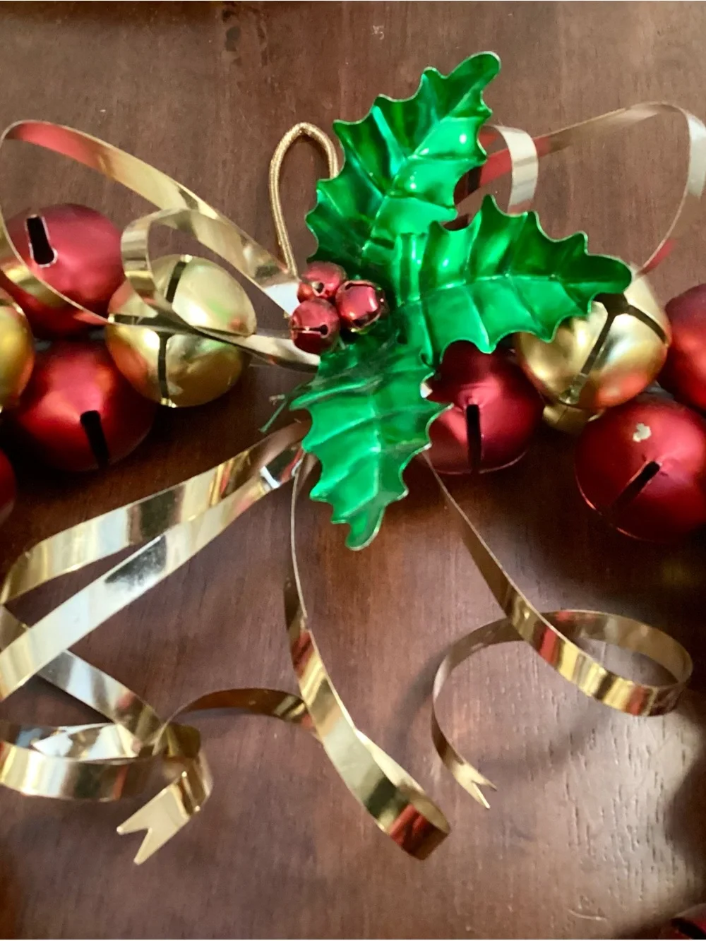 Festive Red & Gold Jingle Bell Holiday Wreath